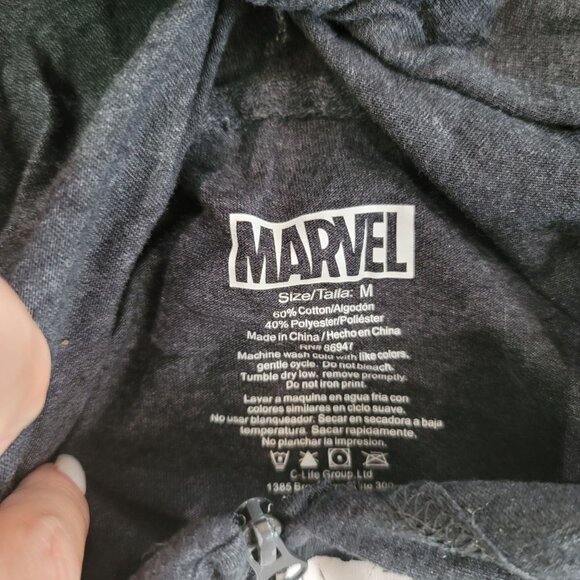 Marvel The Punisher skull full zip hooded sweat shirt jacket size medium gray - Picture 3 of 3